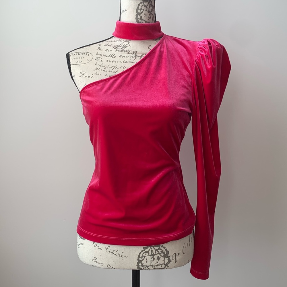 Ronny Kobo Velvet One-Shoulder Top